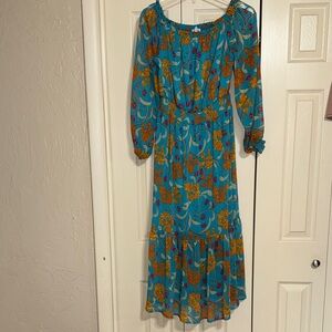 Sofia by Sofia Vergara Blue and Orange Floral Dress